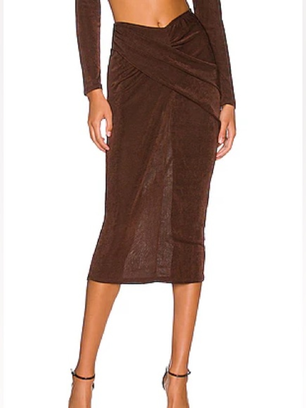 NBD Cullen Midi Skirt in Chocolate Brown